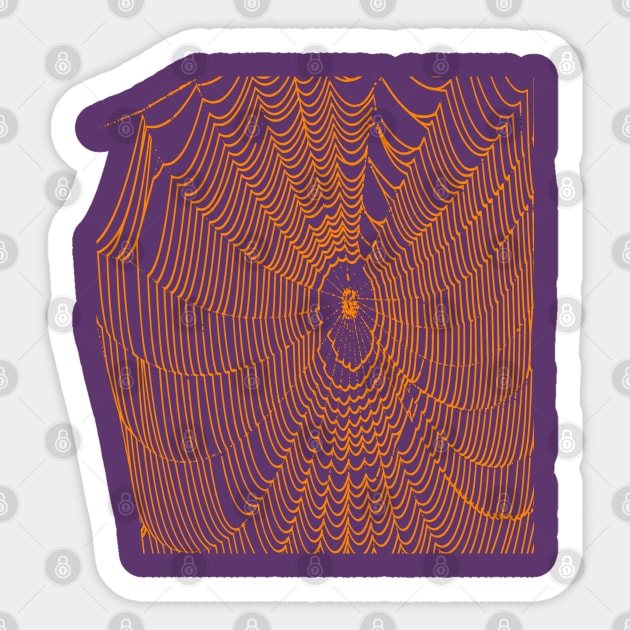 Artistic Halloween Spider Web Cobweb Doodle In Orange Sticker by taiche